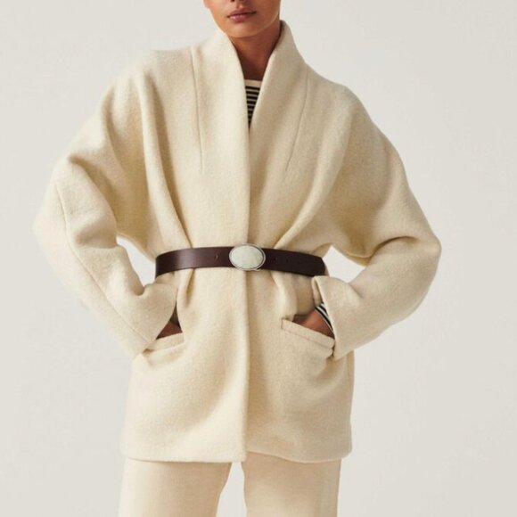 Ba&sh Carole Coat Ecru Cream Belted Size Small
